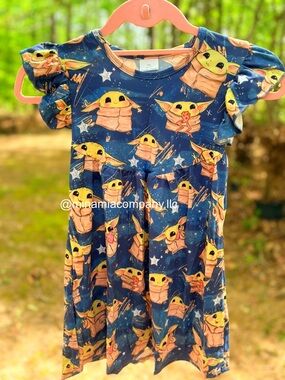 Baby Yoda Navy Blue Girls' Dress